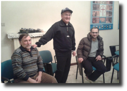 Don Moreno con Gabriele, autore dei testi, ed Enrico, compositore