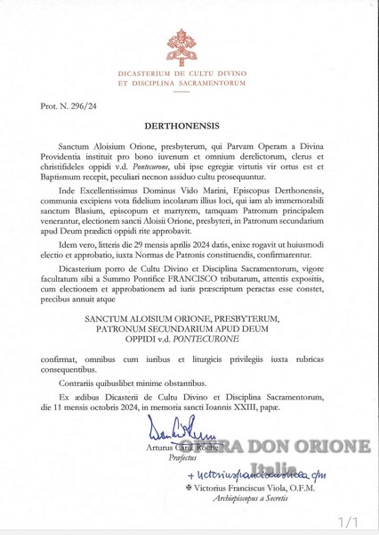 San Luigi Orione nominato compatrono di Pontecurone -  25687