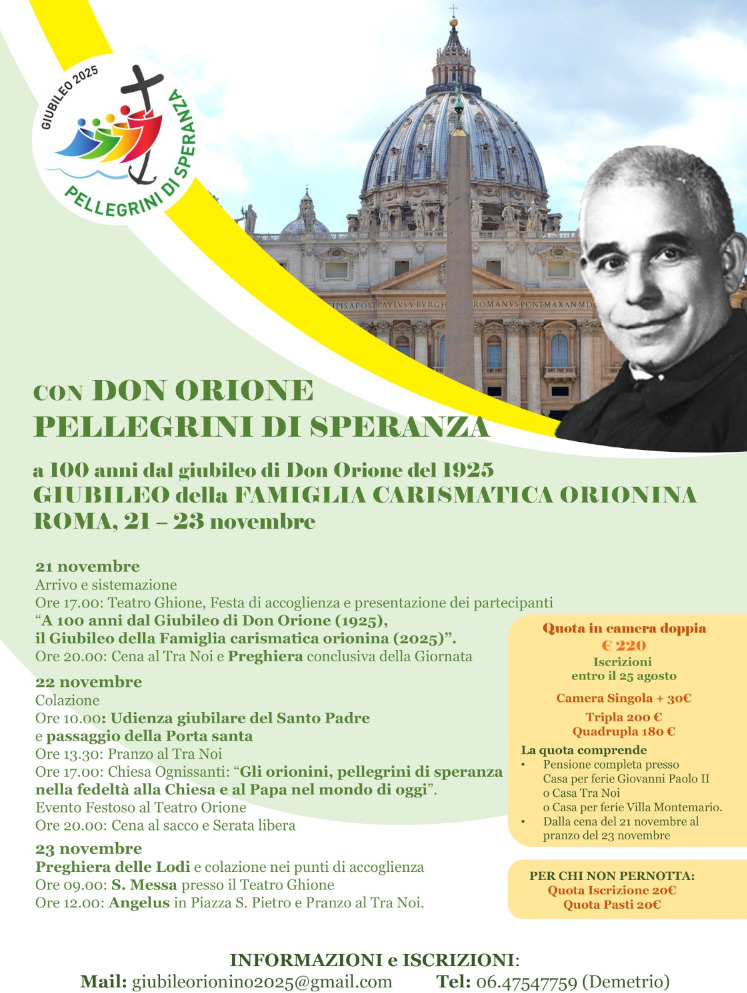 Il programma del Giubileo della Famiglia carismatica Orionina -  28771